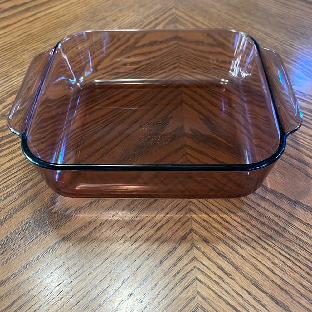 Vintage 1980 Cranberry 8 x 8 inch Glass bakeware for brownies